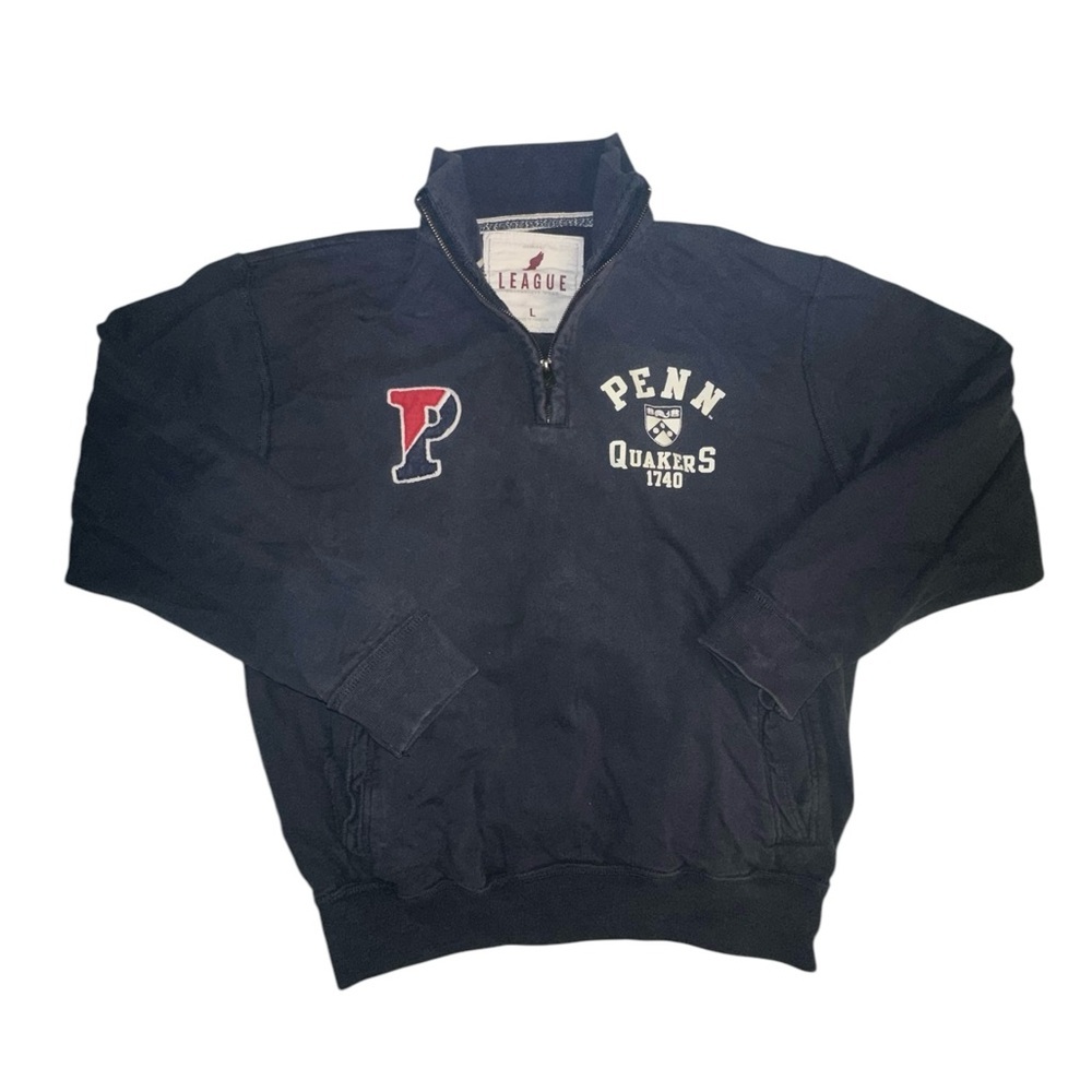 League Collegiate Outfitters Penn Quakers Half Zip Sweatshirt Mens Size Large